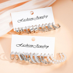 17KM 12 porų/rinkinys Įvairaus stiliaus sidabrinių lankelių auskarų rinkinys moterims Hipoalerginis dirbtinių perlų auskarų priedai Papuo&scaron;alai