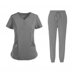 2vnt / rinkinys Unisex ligoninės uniformų rinkinys V formos i&scaron;kirpte trumpomis rankovėmis ki&scaron;enės Vir&scaron;utinės elastinės juosmens kelnių rinkinys Greitai džiūstantis ligoninės dantų slaugos &scaron;veitimas uniformos M mėlyna