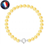 PERLINEA - Bracelet V&eacute;ritable Perle de Culture d'Eau Douce Ronde 6-7 mm Gold - Or Jaune - Bijoux Femme