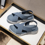 Moteri&scaron;ki kasdieniai sandalai, sandalai su nuožulniu kulnu, 2024 m. nauji, madingi Flyknit, patogūs, lengvi, sportiniai paplūdimio sandalai, moteri&scaron;ki batai 36 juoda