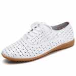 Madingi pavasario Oksfordo batai Balerina Butai Natūralios odos Mokasinai Suvarstomi Loaferiai Balti Zapatos De Mujer Sportbačiai Tenis De Moda Traf 35 balta