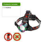 Didelės galios LED priekinis žibintas, 30 W, itin ry&scaron;kus, 1000 m ilgio nuotolio įkraunamas LED žibintas su fluorescenciniu žvejybos galvos žibintu Headlamp - No Battery
