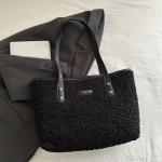 Mink&scaron;ta rankinė Didelės talpos rudens žiemos pečių krep&scaron;ys moterims avienos vilnos krep&scaron;ys Užsegamas užtrauktuku Kasdienis apsipirkimas Kelioninis krep&scaron;ys 32x11.5x25cm kava