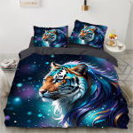 &Scaron;akalo Tigro Leopardo Ra&scaron;to 3D Spausdinamas Viengulis Dvigulis Karalienės Dydžio Antklodės Užvalkalas Pagalvės Užvalkalas 3 Dalių Patalynės Rinkinys DE 155x220cm