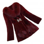 Moteri&scaron;kas žieminis paltas nery&scaron;kus dirbtinis kailis, vidutinio ilgio kalnų kri&scaron;tolinio akmens sagtis, elastingas, plonas 3XL vyno raudonos spalvos
