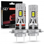2vnt H7 LED priekinių žibintų lemputės mini belaidės 60W 20000LM 16 branduolių CSP, skirtos automobilio priekiniams žibintams, automatiniams diodiniams žibintams H7 turbo LED lemputė 6500K balta 12V automobilis