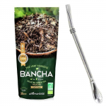 Th&eacute; vert bio japonais Bancha Hojicha 30 g + paille inox avec filtre