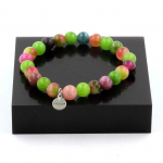 Pierres et Min&eacute;raux. Bracelet Perles Tourmaline multicolore + Tourmaline melon d'eau + Fabriqu&eacute; en France.