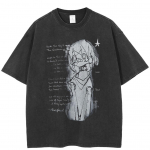 Streetwear Anime Grafinis Unisex Mar&scaron;kinėliai Medvilniniai Mar&scaron;kinėliai Unisex Vir&scaron;utiniai Drabužiai Mar&scaron;kinėliai Vasaros Trumpomis Rankovėmis Mar&scaron;kinėliai XXL juoda