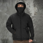 Streetwear vilnos su gobtuvu džemperiai vyrams su kauke 2025 m. &Scaron;iltas žiemos dvigubas kepurės gobtuvas sportinis lauko striukė XXL juoda