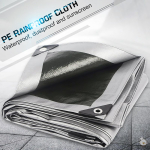 Didelio stiprumo sustiprintas brezentas, vandeniui atsparus polietileninis brezentas, paklotas, stovyklavimo palapinė, valties, automobilio, sunkvežimio uždangalas su kilpomis 2X5M sidabras