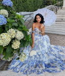 Eleganti&scaron;ka be petne&scaron;ėlių organzos fėjos vakarinė suknelė moterims &ndash; europieti&scaron;ka ir amerikieti&scaron;ka vasaros mada L mėlyna