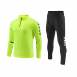 Vyri&scaron;kas futbolo treniruočių kostiumas su pusiau užtrauktuku ilgomis rankovėmis rudeniui/žiemai - studentų klasės uniforma su spaudiniu dizainu XXL fluorescencinė žalia spalva
