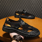 Vasariniai vyri&scaron;ki laisvalaikio batai Odiniai sandalai, kvėpuojantys tinkliniai batai 39 juoda