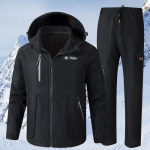 Žieminis vyri&scaron;kas neperpučiamas ir neper&scaron;lampamas plius aksominis pastorintas softshell striukės kostiumas Atsparus dilimui Daug ki&scaron;enių &Scaron;altį atsparus &Scaron;iltas kombinezonas M juoda