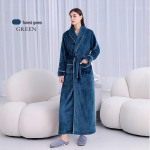 [2001 Naujas] Itin ilgas storas unisex flanelinis chalatas: Rudens/Žiemos, XL Koralinio fliso chalatas Medium