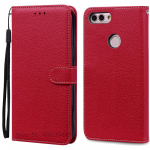 Dėklas Huawei P Smart 2018 FIG-LX1 Odinis Piniginės Tipo Atverčiamas Dėklas Huawei P Smart Dėklas FIG-LX1 5,65 colio Dėklas Coque Fundas Korpusas P Smart 2018 FIG-LX1 tamsiai raudona spalva