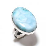 Caribbean Larimar Handmade 925 Sterling Silver Jewelry Ring Size 9 i5r31