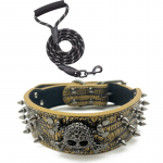 &Scaron;uns antkaklis su dygliuotais kniedėmis, naminio gyvūno karoliai su pavadėliu mažiems ir vidutiniams &scaron;unims, buldogams, reguliuojamas antkaklis nuo įkandimo S raudona