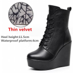 Moteri&scaron;ki natūralios odos aulinukai žiemai, moteri&scaron;ki pliu&scaron;iniai sniego batai, platforminiai aulinukai su plei&scaron;tu, moteri&scaron;ki batai su auk&scaron;tu kulnu, dydžiai 33-43 38