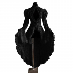 Vintažiniai Helovino Viduramžių Renesanso Cosplay Kostiumai Suknelė Moterims Gotikiniai Nėriniai Rai&scaron;teliai Juoda I&scaron;galvota Maxi Vestidos XXL juoda