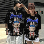 LaBuBu Laisvi mar&scaron;kinėliai vyrams ir moterims 3D spaudinys trumpomis rankovėmis porų apranga populiarus internete madingas trumpomis rankovėmis vir&scaron;us XL