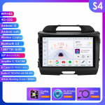 Ossuret 8GB+128GB AI balsu valdomas 2 DIN Android Auto radijas KIA Sportage 3 2010-2016 2015 automobiliui, Carplay, automobilio multimedija, GPS, 2DIN, i&scaron;manusis autoradio, SWC, BT, RDS S4 8Core 4G 32G AI