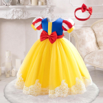 Snieguolės Kūdikio Cosplay Suknelė: Kūdikio &scaron;ventinė ir pasirodymų suknelė 2-3Y/110cm yellow