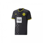 PUMA Logotipo Spaudinys V formos i&scaron;kirptė Trumpomis Rankovėmis Futbolo Mar&scaron;kinėliai, Dortmundo I&scaron;vykos Sirgaliaus Edition Vyri&scaron;ki Vir&scaron;utiniai Drabužiai Juodi 765884-02 M