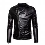 Vyri&scaron;ka daugiasluoksnė PU odinė striukė su Flip Collar Punk Vyri&scaron;ka motociklo odinė striukė Cardigan odinė striukė XXXXXL juoda