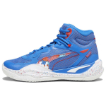 Puma Playmaker Pro Mid Apvalus priekis Patogūs neslystantys krep&scaron;inio batai Unisex sportbačiai Mėlyni Raudoni 379284-01 43