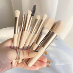 8 vnt / rinkinys Mini Travel Moterų makiažo &scaron;epetėlių rinkiniai Ne&scaron;iojami mink&scaron;ti maskavimo &scaron;epetėliai Beauty Foundation Eye Shadow Blakstienų lūpų priemonė smėlis