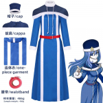 Anime Fairy 100 Years Quest Juvia Lockse Cosplay Kostiumas Helovino Karnavalo &Scaron;ventė Suaugusiųjų Mėlyna Suknelė Juostos Mini Apsiaustas Moteriai M 45-50kg smėlis