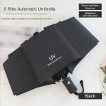 Mini sulankstomas automatinis skėtis nuo UV lietaus skėtis nuo saulės Madingas ne&scaron;iojamas vėjui atsparus lengvas moterų vyrų vaikų skėtis nuo saulės Aluminum&8K juoda