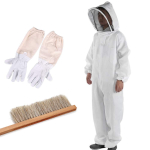 Bonheur ir Vapsvų Atbaidymo Apsauginis Rinkinys su &Scaron;epečiu, Pir&scaron;tinėmis ir Nuimamu Veido Tinkleliu Bitėms, Vapsvoms, Kostiumas, 3 Dalys (XL)
