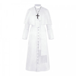 Viduramžių Renesanso Retro Kunigo Cosplay Kostiumai Katalikų Bažnyčia Religija Popiežiaus Kunigas Mi&scaron;ių Pamokslininkas Viengubas Apsiaustas Dvasininko Sutanos XXXXL balta