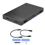 M.2 SSD dokas USB3.2 Gen2 10Gbps Aliuminio lydinio dvigubas NVMe korpusas Plug and Play PCIe M raktui 2230 2242 2260 2280 juoda
