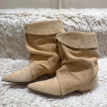 Madingi NAUJI Vintažiniai Moteri&scaron;ki Ankle Boots Madingi Smailianosiai Batai Ruduo Žiema Auk&scaron;takulniai Ponios Eleganti&scaron;ki Tamprios Plonos Trumpos Aulinukai 35 abrikosas