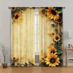 Retro ry&scaron;kus saulėgrąža - strypo mai&scaron;elio užuolaidos, miegamojo ir virtuvės dekoravimas, namų dekoravimas, svetainės dekoravimas 14Wx39L(35x100CM)x2&Rod Pocket