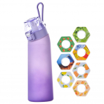 650ML skonio vandens puodelis nepralaidus su 7 skonių kapsulėmis Air Water Up butelis Ne&scaron;iojamas vaisių kvapo vandens butelis lauko sportui violetinė