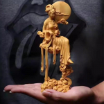 Natūralaus masyvo medžio Chang'e fėjos personažų statulėlė, rankomis raižyta mitologija, nefritinis triu&scaron;is, nemirtingasis, namų kambario biuro dekoracija, A