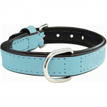 Collier - GLORIA - Rembourr&eacute; en Cuir - Ajustable - Bleu - Pour Chien Moyen mėlyna