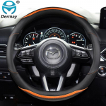 for Mazda3 BK BL BM BN BP Mazda6 CX3 CX5 CX7 CX30 Axela Atenza Car Steering Wheel Cover Carbon Fibre PU Leather Auto oranžinė