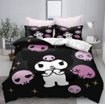 Miniso Kawaii Cinnamoroll spausduotas Kuromi My Melody antklodės užvalkalas 2 pagalvių užvalkalai Suaugusiųjų ir vaikų patalynės komplektas Prabangi dovana EU Single(135*200cm)3pcs white