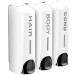 Trigubas 350 ml du&scaron;o, vonios, &scaron;ampūno dozatorius, daugiafunkcis, montuojamas ant sienos, atsparus kar&scaron;čiui, didelės talpos, vonios reikmenims balta