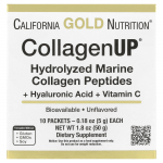 California Gold Nutrition CollagenUP, jūrinis kolagenas, hialurono rūg&scaron;tis, vitaminas C, 10 pakelių