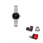 TISSOT Flamenco kolekcijos kvarcinis mechanizmas 50 metrų atsparumas vandeniui Moteri&scaron;kas laikrodis 30 mm juodas ciferblatas T094.210.11.051.00 Regular Watch Box