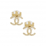 Chanel Classic Dvigubo C Logotipo Karūnos Auskarai Moteri&scaron;ki Auskarai Auksiniai AB6662-B06123-ND152 Box+Padding Board,F,Gold