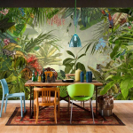 Atogrąžų mi&scaron;kų fototapetai Restoranams, klubams, KTV, barams Modernūs sienų lipdukai Kūrybi&scaron;ki gamtos lipdukai 200 cm(W) x 140 cm(H)