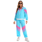 80-ųjų retro disko ir hiphopo sportinio &scaron;varko ir kelnių kostiumas suaugusiems M blue